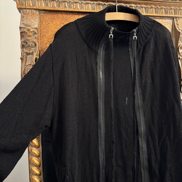 Sara Pacini Cardigan Double Zipper Black Knit Drawstring Waist - Picture 3 of 6
